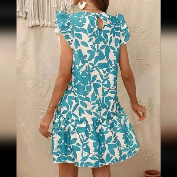 Print Ruffle Trim Smock Dress - Picture 4 of 5